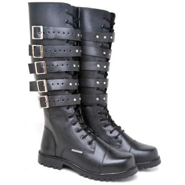 Imagem de Bota Coturno Rock Couro Legítimo Cano Alto Fivelas  - Fulgore, 43