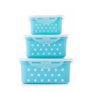 Imagem de Kit 3 Potes Plásticos Com Trava - Azul - Futuro Brasil