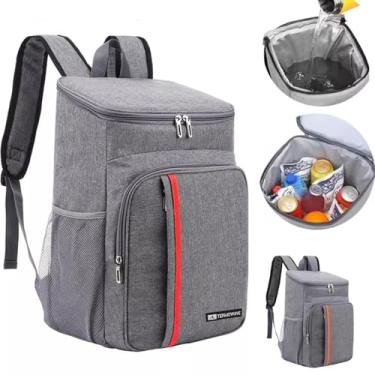 Imagem de Mochila Térmica Bolsa Térmica De Costa Bag Cooler Portátil Bebidas Alimentos Praia Passeio Parque Piquenique Grande Impermeável Premium Leve Marca ATM (Cinza)
