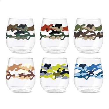 Imagem de TOSSWARE POP 400 ml, série Vino Camuflado, conjunto de 6, óculos recicláveis, inquebráveis e com estampa de plástico transparente