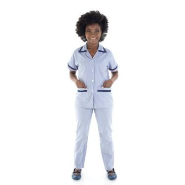 Imagem de Conjunto de Jaleco e Calça em Algodão para Copeira, Faxineira, Domésti