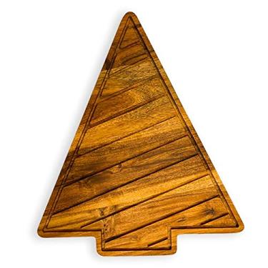 Imagem de Woodlery Prato de charcutaria de corte de cozinha de acácia orgânica para açougueiro, queijo e vegetais (tábua de árvore de Natal piega, 30 cm C x 25 cm)