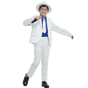 Imagem de Boys White Striped Blue Armband Suit Birthday Halloween Party Cosplay Costumes for Kids