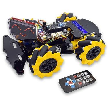 Imagem de Adeept 4WD Robot Kit Omni-Directional Mecanum Wheels Car for ESP32-S3 Banana Pi PicoW-S3 DIY STEM Remote Educational Robotic with LCD1602 Display, Python Code PDF Tutorials for Adult Kids Gift