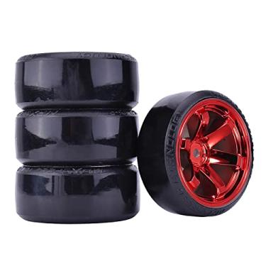 Imagem de WONFAST 4Pcs 63mm RC Drift Car Tires Hard Tyres Plastic Wheel Rims for 1/10 Traxxas HSP Tamiya HPI Kyosho On-Road Drifting Car Spare Parts (Red)