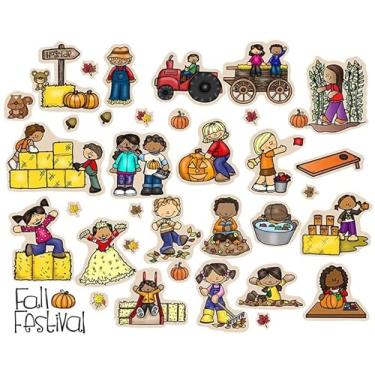 Imagem de Jogo de flanela infantil com 35 peças de tabuleiro de feltro para outono e histórias