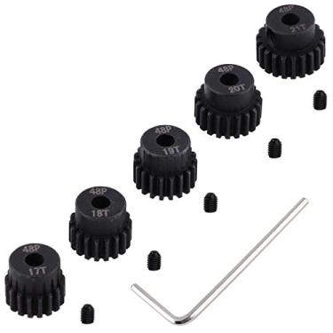 Imagem de HobbyPark Metal Steel 48P Pinion Gear Set 3.175mm Shaft Hole 17T 18T 19T 20T 21T 48 Pitch Motor Gears Kit for RC Car (5-Pack)