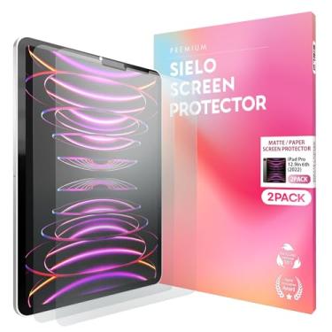 Imagem de SIELO [Pacote com 2 protetores de tela Paperfeel para iPad Pro 12,9 polegadas 4ª/5ª/6ª [2020/2021/2022] semelhante a papel, antirreflexo, anti-impressão digital, compatível com Apple Pencil