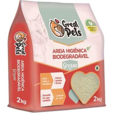 Imagem de Areia Higiênica Biodegradável Milho E Mandioca Grossa Great Pets 2kg