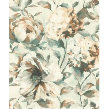 Imagem de Papel de Parede Barbara Home Flores Azul e Marrom 485134 - RASCH