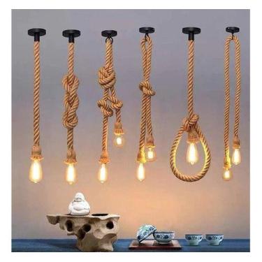 Imagem de Luminária Pendente Vintage Com Corda  - oem