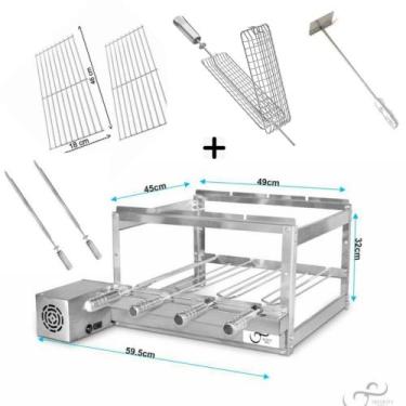 Imagem de Grill INOX 4 espetos para Churrasqueiras com Acessórios - INFINITY GRI