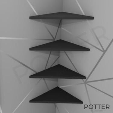 Imagem de 4 Prateleiras triangulares de canto decoração Sala Quarto Cozinha 100%