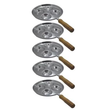 Imagem de Kit 5 Frigideiras Multi-ovo Frita 4 Ovos em Alumínio Batido - Alumínio