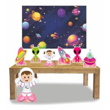 Imagem de Kit Display de chão totens Astronauta Menina 02 7 Pçs + Painel 150x100