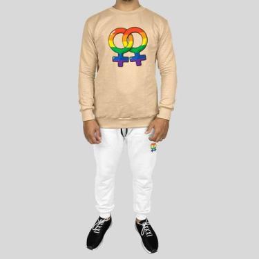 Imagem de Conjunto Calça e Blusa Moletom Careca Sem Capuz Algodão LGBT - MP Moda
