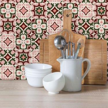 Imagem de Adesivo de Azulejo Rosa Vila Nova 20x20 cm com 24un - Quartinhos