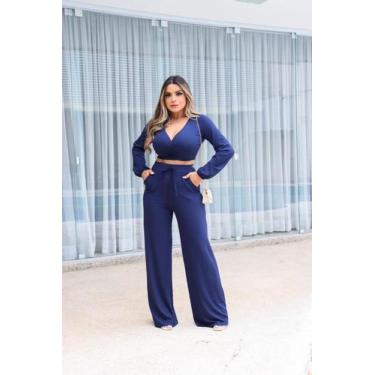 Imagem de Conjunto Calça Pantalona e Blusa Manga Longa Transpassada - luh may, A