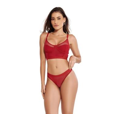 Imagem de Conjuto Lingerie Sexy Tule Transparente Sem Bojo Sensual - ALTIE, G, V