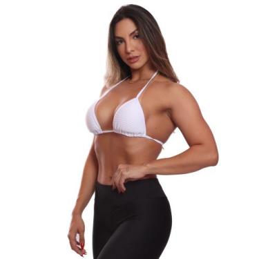 Imagem de Sutiã Biquíni Cortininha Tecido Anarruga - Brás e Cia, Branco, GG