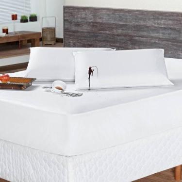 Imagem de Protetor de Colchão Casal Queen Impermeável Liso / Branco - Aquarela E