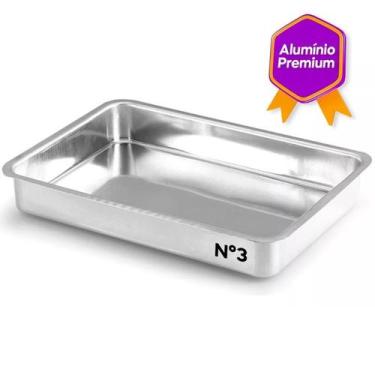 Imagem de Assadeira Forma Retangular Aluminio N3 Baixa 35X24CM - Pães, Pao de Qu
