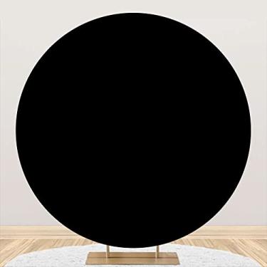 Imagem de ChloropLastid Capa de fundo redonda, pano de fundo preto puro (sem suporte), grande 250 cm sem costura com borda elástica, fundo de fotografia para festa de aniversário, decoração de chá de panela, adereços de estúdio