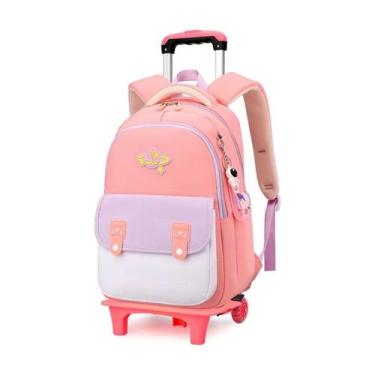Imagem de Mochila escolar com rodinhas planet go - Malissima, Rosa