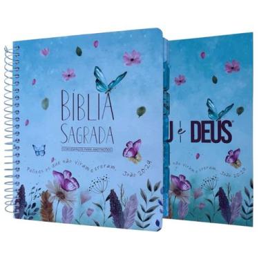 Imagem de Kit Bíblia Anote NVI Jardim Secreto com Abas adesivas  Eu e Deus agend