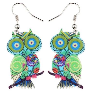 Imagem de Brincos de coruja de acrílico com pingente de pássaro, design engraçado, presente adorável para meninas, mulheres e crianças Bonsny, Acrílico, Sem pedra preciosa