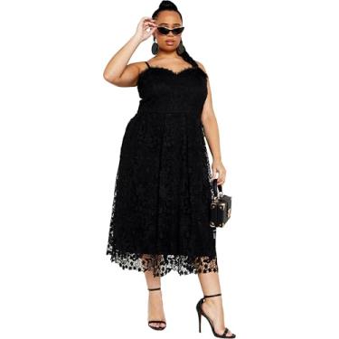Imagem de City Chic Vestido feminino plus size renda escarlate, preto, 14, Preto, 48