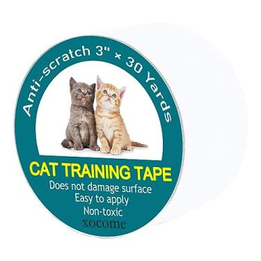 Imagem de ABSOK Fita antiarranhões para gatos, fita adesiva antiarranhões para treinamento de gatos, 9,5 cm x 19,5 m para gatos, fita de treinamento de gato dupla face transparente, móveis, sofá, protetor de porta