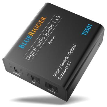 Imagem de BlueRigger Divisor de áudio óptico digital 1x5 (divisor Toslink ativo 1 em 5 saídas, SPDIF, adaptador de áudio de fibra óptica) - para Home Theatre, Xbox, PS5/PS4, DVD, CD Player, receptor, HDTV