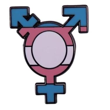 Imagem de Símbolo Transgênero Trans Androgyne Misto Masculino Marte Feminino Vênus Orgulho Bandeira Cores LGBTQ 3 cm Emblema de Broche Esmaltado, 1.2 Inches, Esmalte, Esmalte