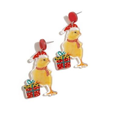 Imagem de Brincos de Natal, brincos de gato de Natal para mulheres, lindos brincos de gado, galinha, veado, brincos de Natal, brincos de Natal, joias de Natal para mulheres, One size fits all, Acrílico, Sem