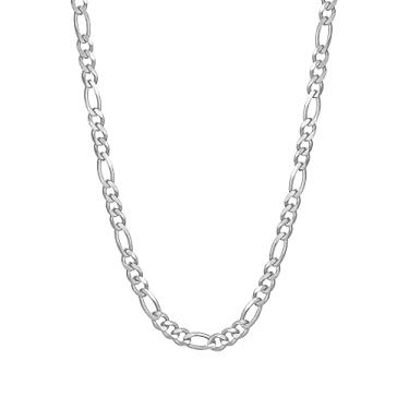 Imagem de JIAHATE Colar masculino de corrente de elos cubanos, resistente à água, de aço inoxidável, para mulheres, fino fígaro, corrente (5 mm de largura, 50,8 cm), one size, Aço inoxidável, Aço