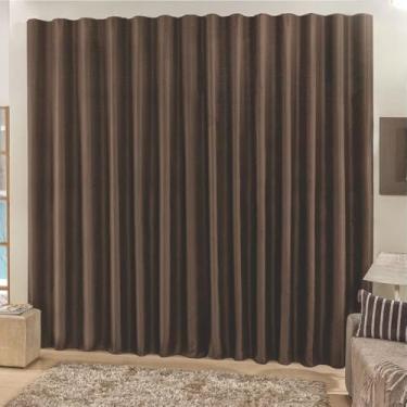 Imagem de Cortina Top Chick 2 Metros Sala Quarto Tecido Ráfia Trilho Comum - Tabaco