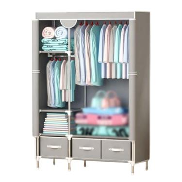 Imagem de Guarda-roupa Armário de guarda-roupa moderno autônomo rack de roupas com 3 gavetas guarda-roupa cremalheiras para quarto portátil crianças armário armário