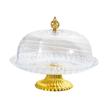 Imagem de ＫＬＫＣＭＳ Bandeja de servir bolo com tampa, bandeja de aperitivo com cúpula, suporte de frutas, prato de servir para aperitivos, eventos, restaurante, L