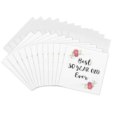 Imagem de 3dRose Cartões de felicitações - Floral Best 30 Years Old Ever flores rosa lindo presente para menina de aniversário de 30 anos - 15 x 15 cm, conjunto de 12 (gc_316153_2)