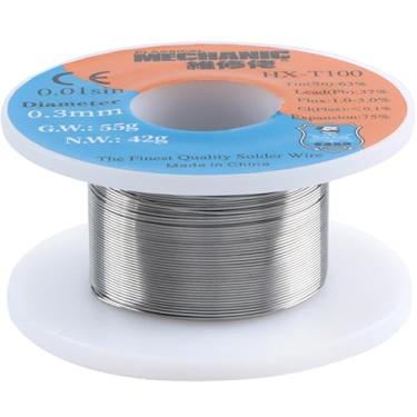 Imagem de JESSINIE 63-37 Fio de solda de chumbo de estanho 0,3 mm para estanho de solda elétrica 63% chumbo 37% Sn63 Pb37 HX-100 fio de solda elétrica 55g