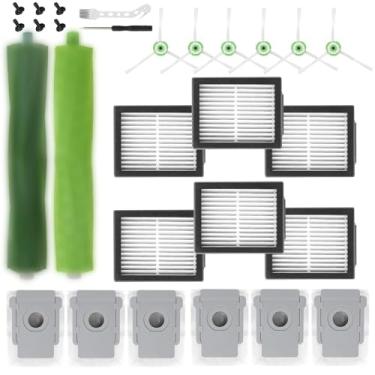 Imagem de 22 peças de acessórios para aspirador de pó i Robot Roomba série E/I/J, peças de reposição, escova principal, escova lateral, filtro, sacos de poeira