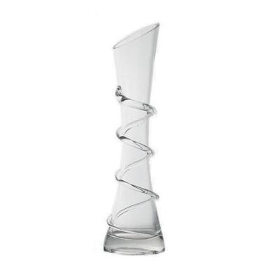 Imagem de Vaso de vidro soprado feito à mão, vaso de vidro transparente, vaso de flores de vidro decorativo, base pesada, haste única, vaso de linha envolto de flor, para decoração de casa e casamento (boca