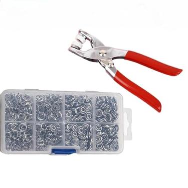 Imagem de kit 10 furador de cinto kit de Alicate Aplicador Para Botao De Metal De Pressao Roupa C/ 150 botões de roupas