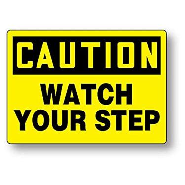 Imagem de Accuform C203PB Cuidado: Watch Your Step Sign, 25,4 x 35,5 cm, preto sobre amarelo