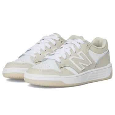 Imagem de New Balance Tênis infantil unissex 480 V1 com cadarço, Timberwolf/branco, 1.5 Little Kid