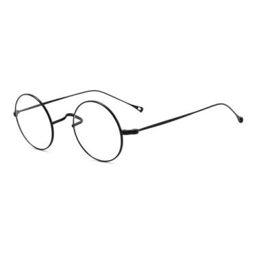 Imagem de HCHES Óculos de grau pequenos redondos de titânio ultraleve armação masculina retrô feminina, 1, tamanho único