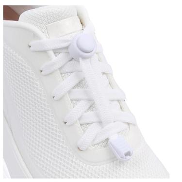 Imagem de ZHENTOR Cadarços elásticos sem laço - cadarços elásticos sem cadarço para tênis infantil e adulto, tamanho único, Branco, 47inchs