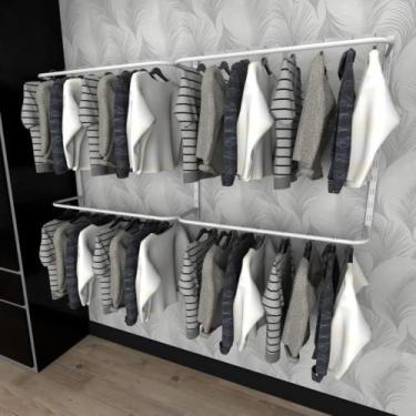 Imagem de Arara de roupas closet quarto com 7 peças cremalheira 200x100 cm cor b