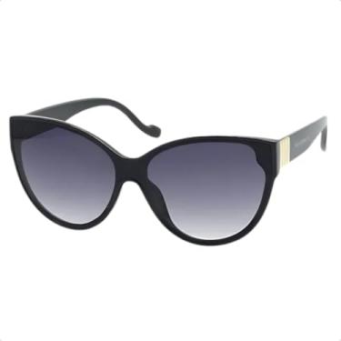 Imagem de Óculos de Sol Feminino Gatinho, Proteção UV400, com Case de Couro (Preto | Preto)